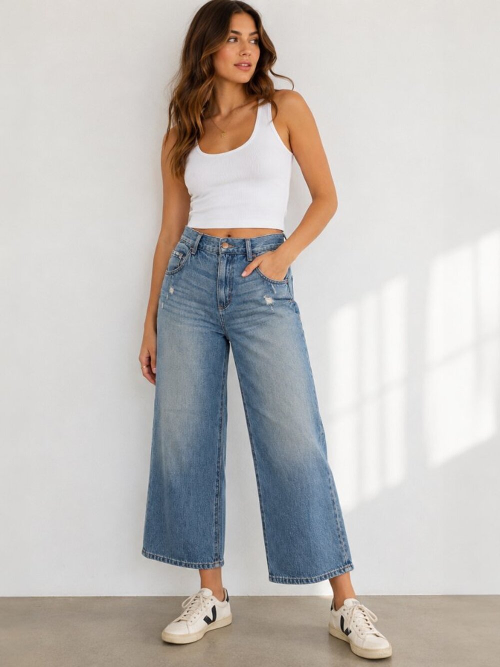Level 99 Jeans Womens 26 High Rise Wide Leg Cropped Distressed Denim Blue